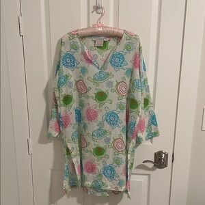 Gretchen Scott Designs Green and Blue Turtle Print Top